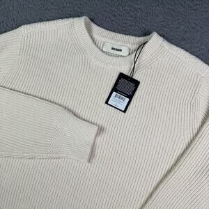 Buck Mason Seafarer Cotton Rib Crew Neck Sweater Mens Medium Sand Dollar NEW